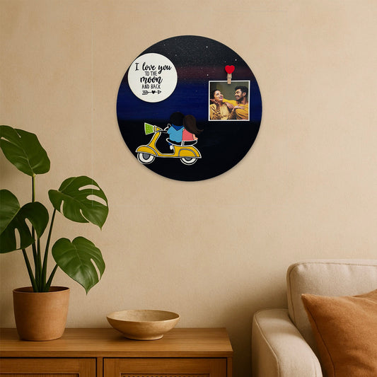 I Love You To The Moon And Back Hand-Painted Wooden Photo Holder