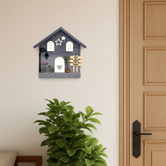 Personalised Hand-Painted Wooden Hut Key Holder With Shaded Texture