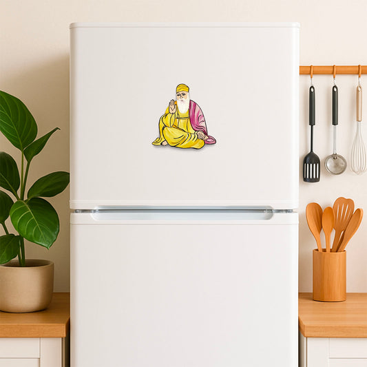 Waheguru Ji Hand-Painted Wooden Fridge Magnet