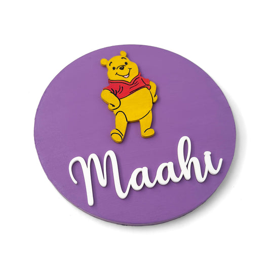 Winnie The Pooh Themed Hand-Painted Wooden Name Plate For Kids