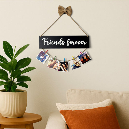 Friends Forever Hand-Painted Wooden Photo Holder - Black