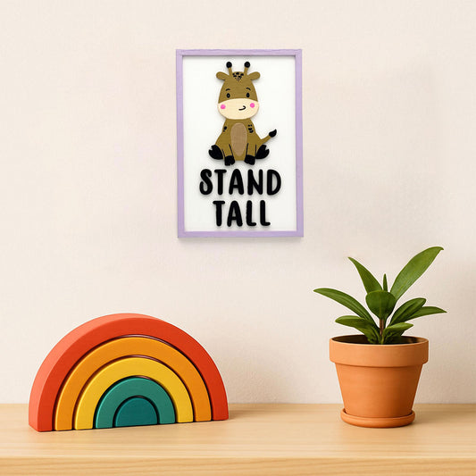 Stand Tall Hand-Painted Wooden Kids Wall Frame - Light Purple