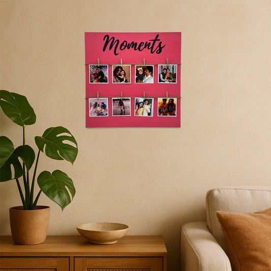 Moments Hand-Painted Wooden Photo Holder - Pink