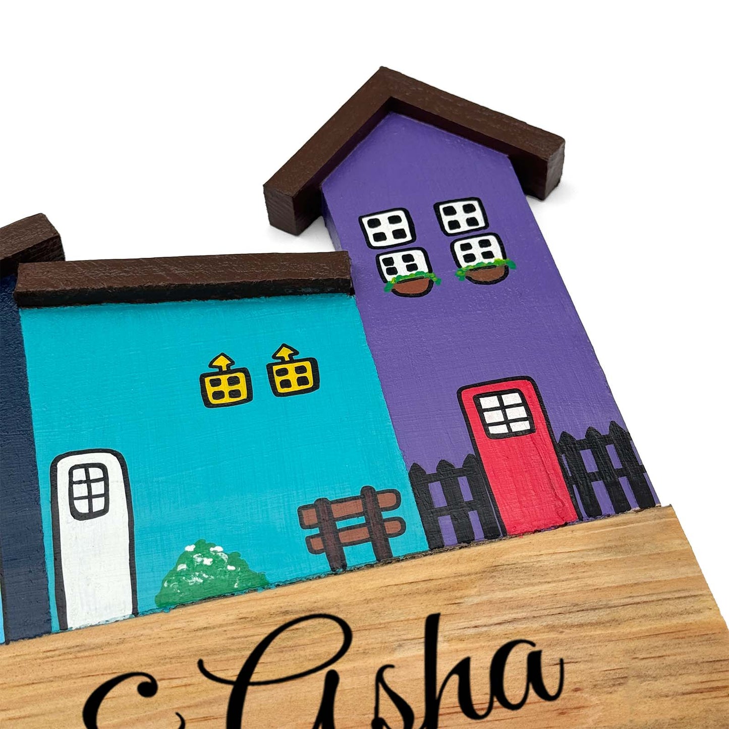 Hut-Shaped Hand-Painted Wooden Name Plate For Home - Hut Board Design 5