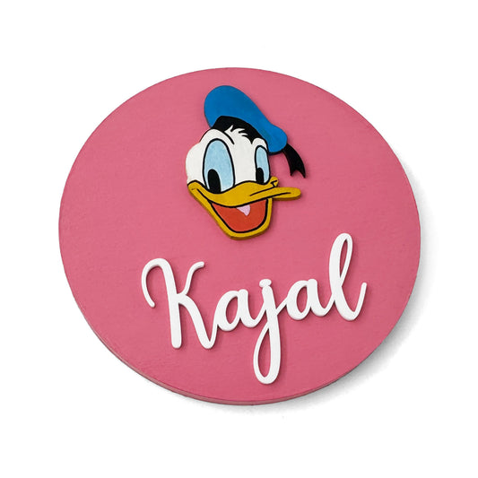 Donald Duck Themed Hand-Painted Wooden Name Plate For Kids