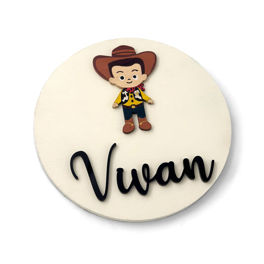 Toy Story Woody Themed Hand-Painted Wooden Name Plate For Kids