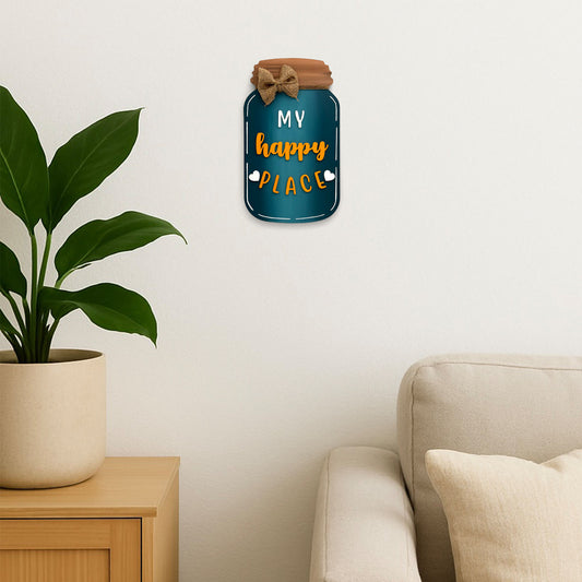My Happy Place Hand-Painted Wooden Jar Wall Hanging