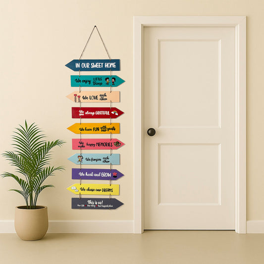 In Our Sweet Home Hand-Painted Wooden Arrow Plank Wall Hanging
