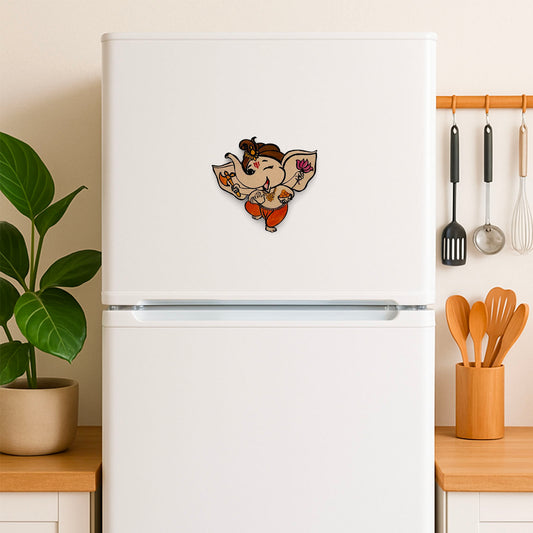 Baby Ganesha Hand-Painted Wooden Fridge Magnet