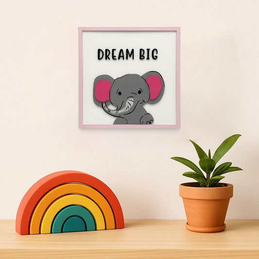 Dream Big Hand-Painted Wooden Kids Wall Frame