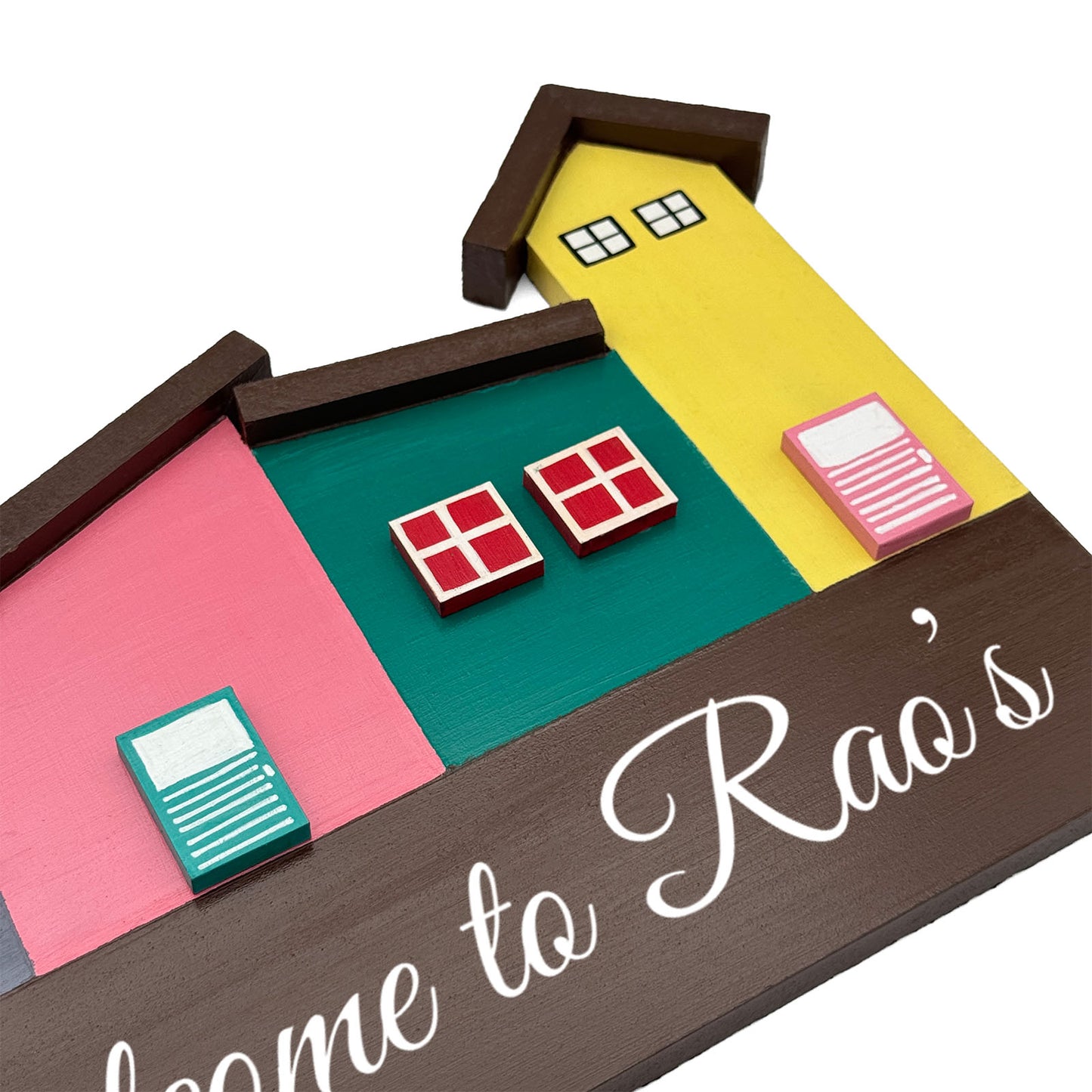 Hut-Shaped Hand-Painted Wooden Name Plate For Home - Hut Board Design 4