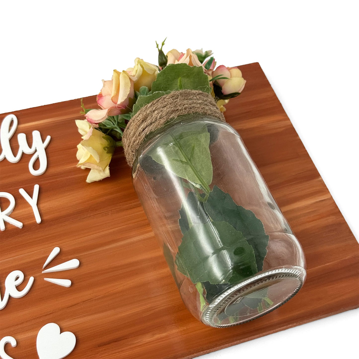 Every Family Has A Story Welcome To Ours Hand-Painted Wooden Name Plate With Jar For Home - Only Jar Board