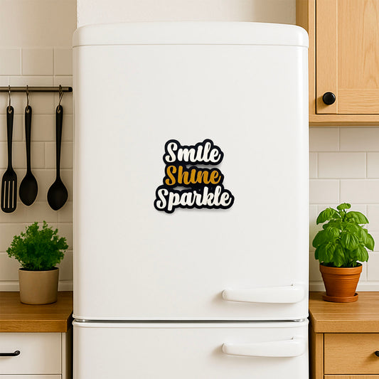 Smile Sparkle Shine Hand-Painted Wooden Double Layered Fridge Magnet