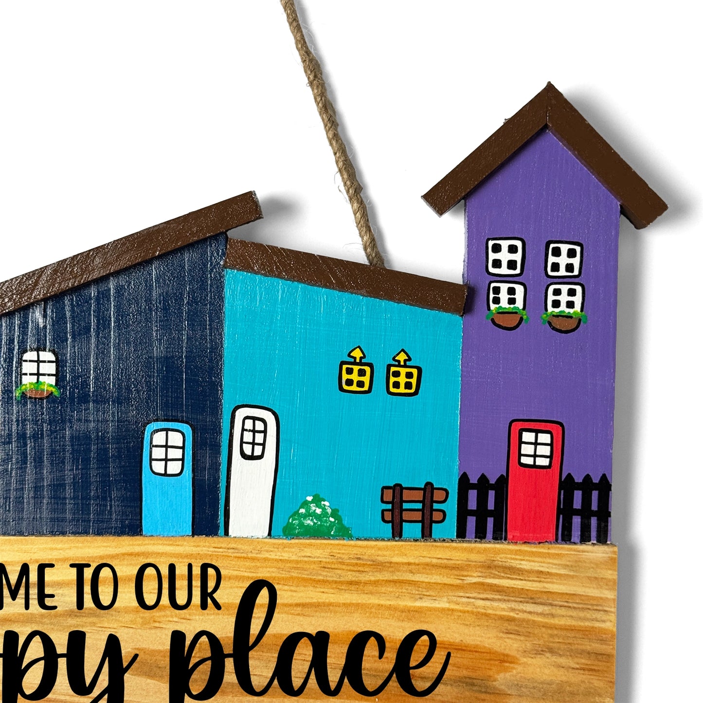 Hut-Shaped Hand-Painted Wooden Name Plate For Home - Hut Board & One Plank Design 5