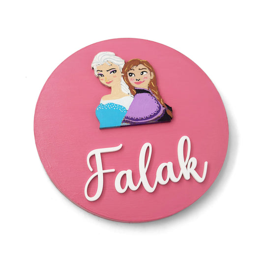 Frozen Themed Hand-Painted Wooden Name Plate For Kids