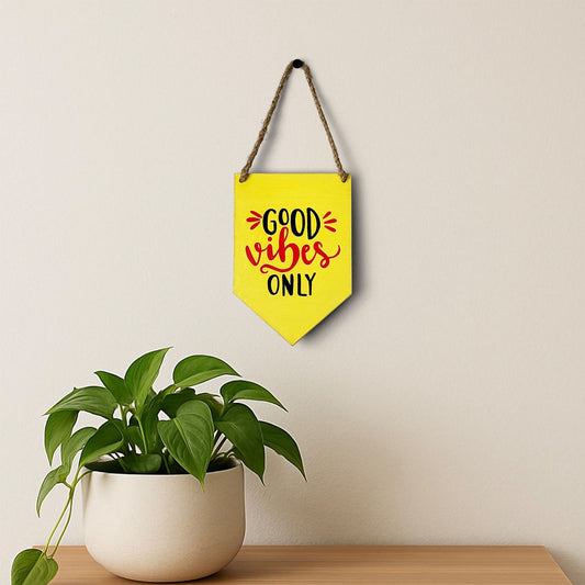 Good Vibes Only Hand-Painted Wooden Banner Hanging