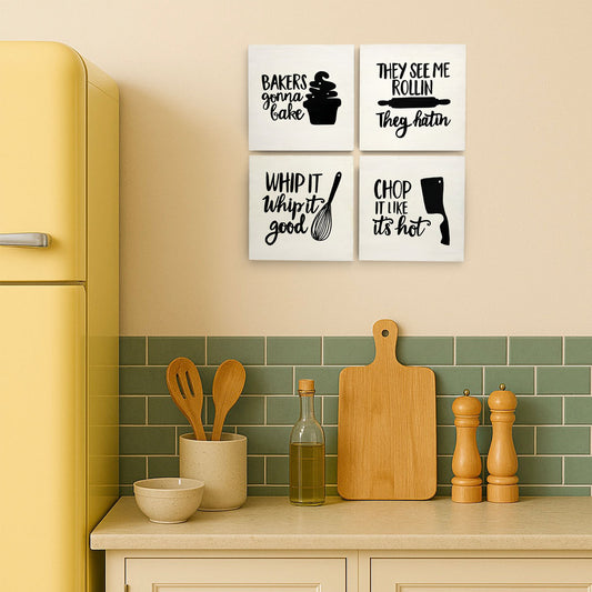 Hand-Painted Wooden Kitchen Wall Combo of 4 - Combo Two