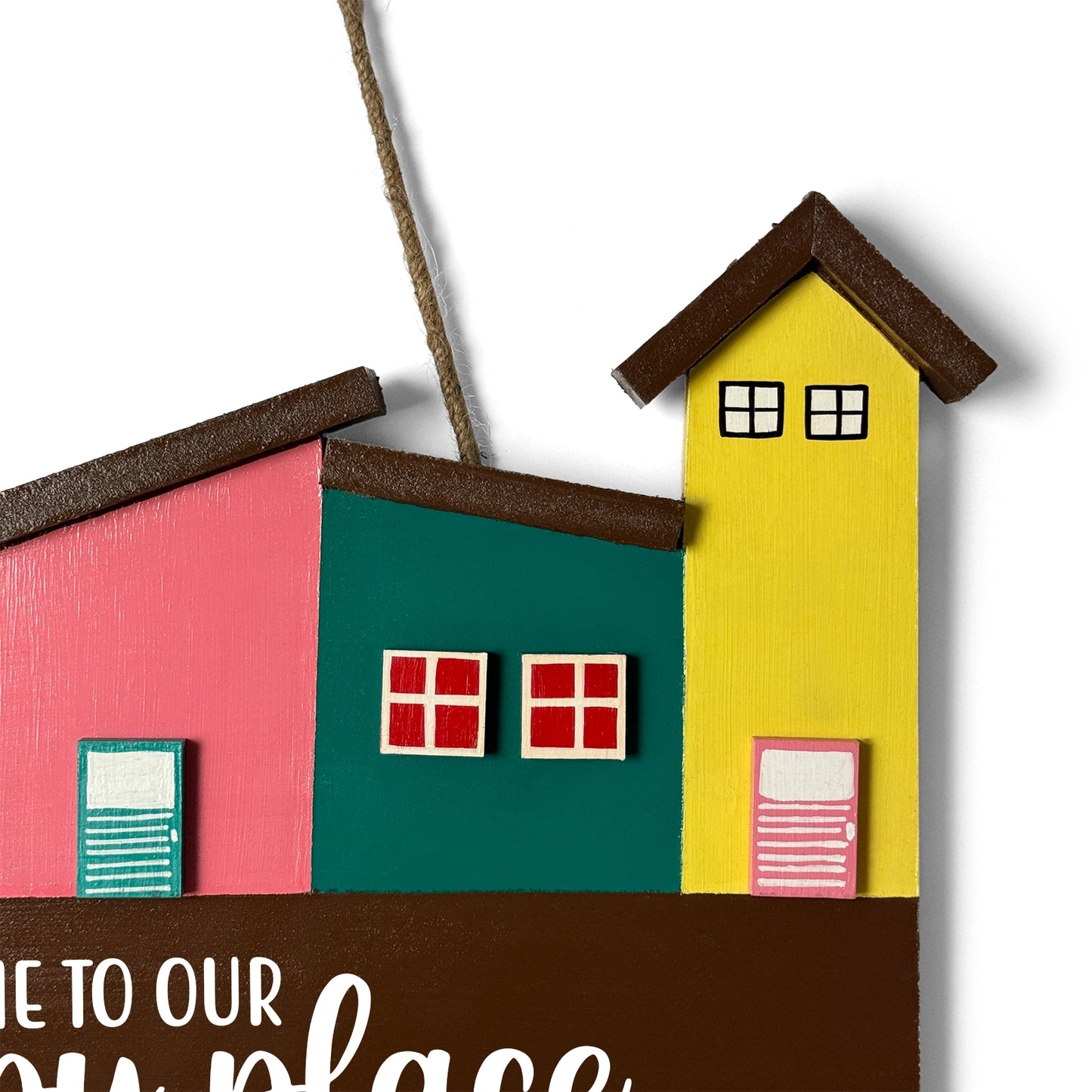 Hut-Shaped Hand-Painted Wooden Name Plate For Home - Hut Board & One Plank Design 4