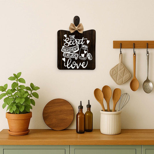 The Secret Ingredient Is Always Love Hand-Painted Wooden Chopping Board Kitchen Wall Hanging - Wooden Finish