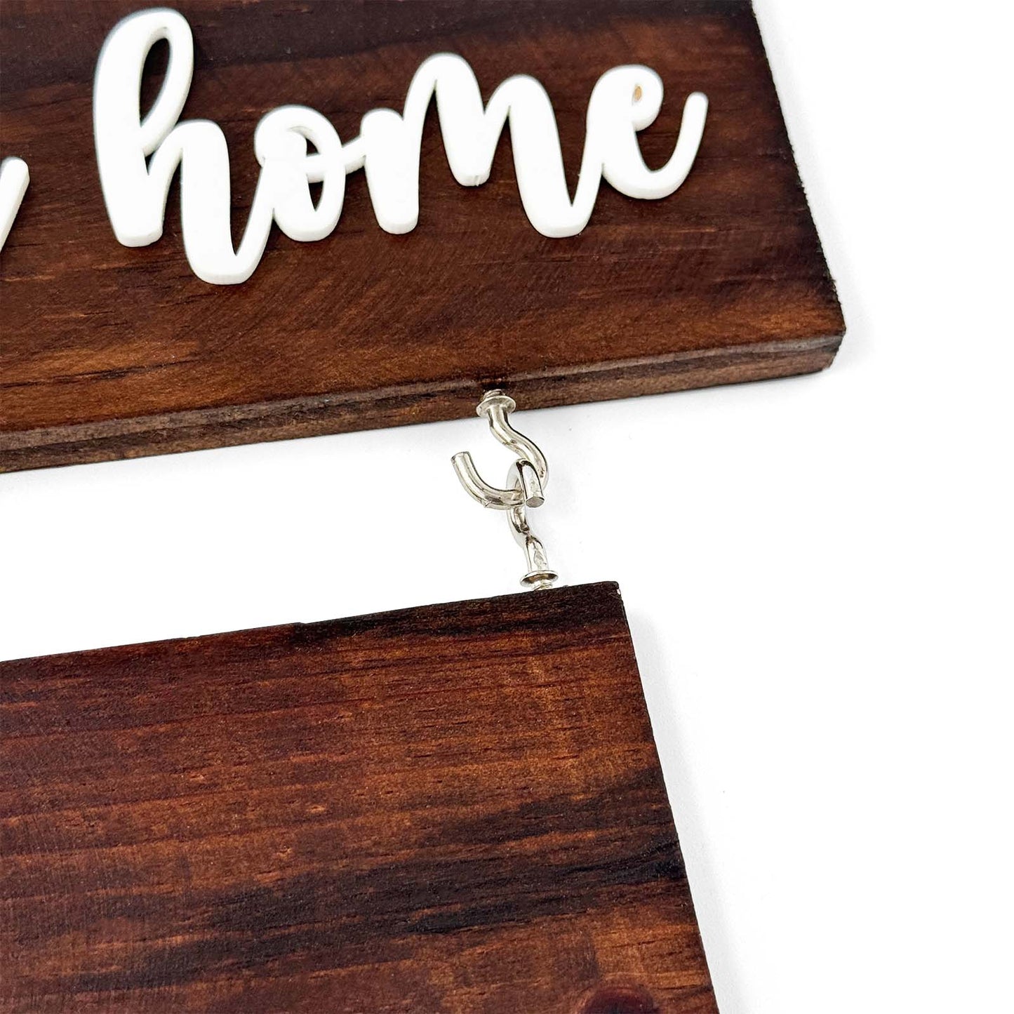 Two Plank Hand-Painted Wooden Name Plate For Home - Wooden Finish