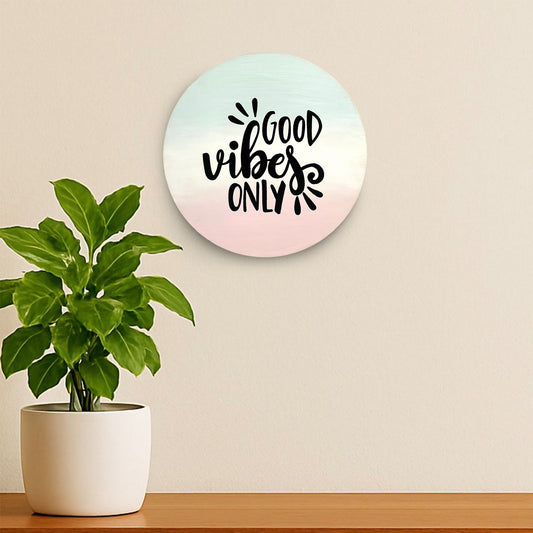 Good Vibes Only Hand-Painted Wooden Wall Hanging In Pastel Shades