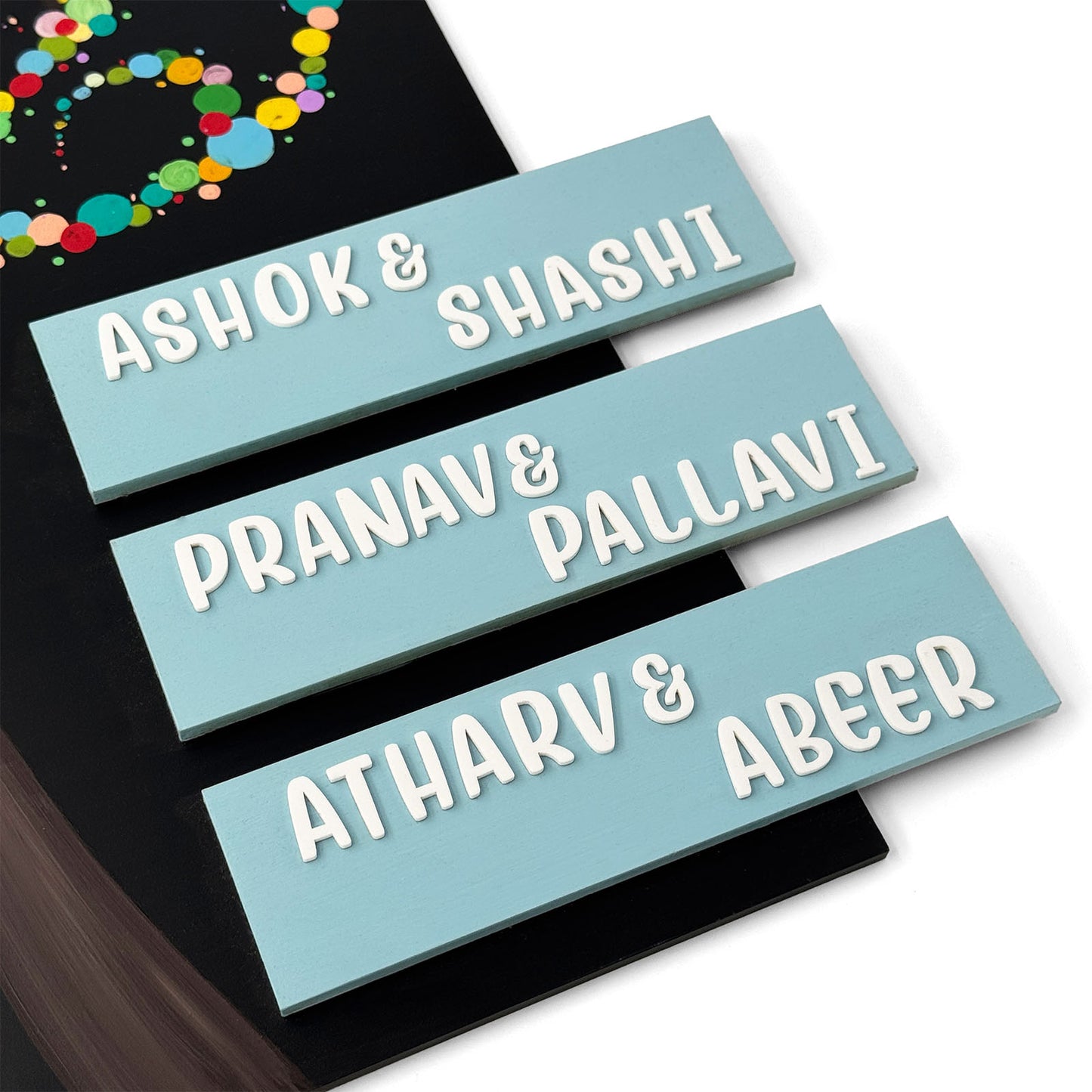 Tree Themed Hand-Painted Wooden Hut-Shaped Name Plate For Home