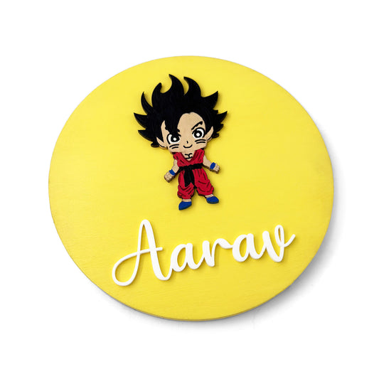 Dragon Ball Themed Hand-Painted Wooden Name Plate For Kids