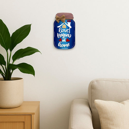 Love Begins At Home Hand-Painted Wooden Wall Hanging
