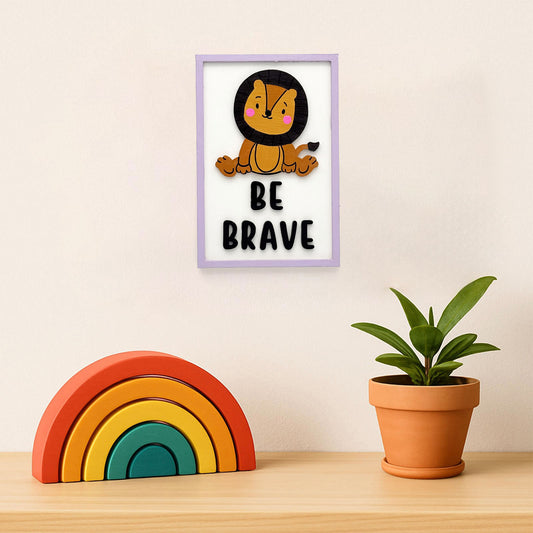 Be Brave Hand-Painted Wooden Kids Wall Frame - Light Purple