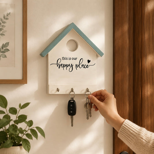 Hand-Painted Hut Key Holder - This Is Our Happy Place