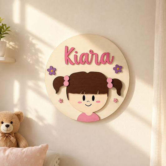 Boo Mary Gibbs From Monsters, Inc. Themed Hand-Painted Wooden Round Kids Name Plate
