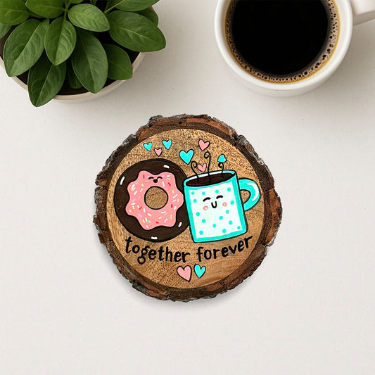 Together Forever Hand-Painted Wooden Coaster