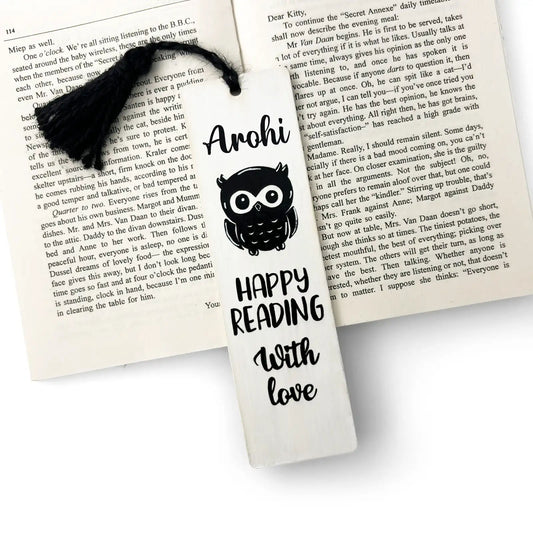 Personalised Hand-Painted Wooden Bookmark With Owl