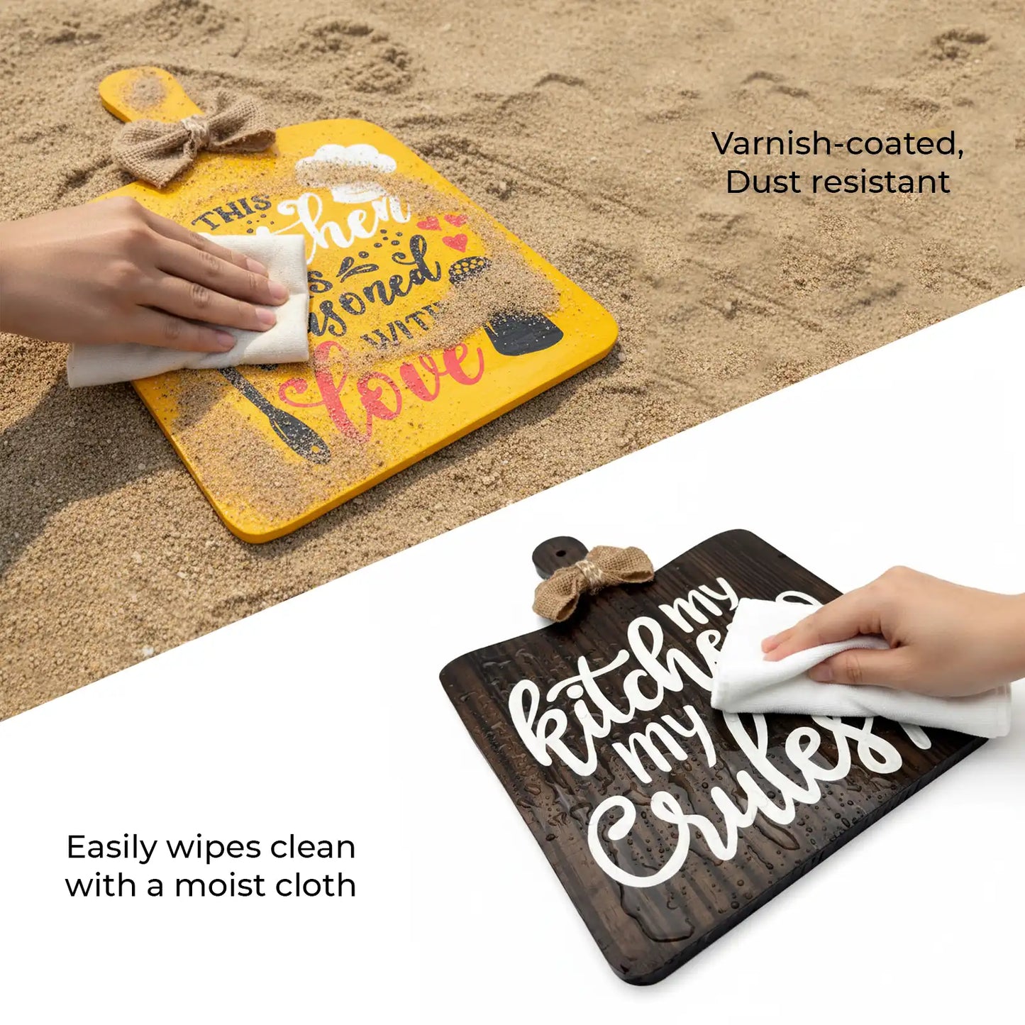 Count Memories Not Calories Hand-Painted Wooden Round Chopping Board Kitchen Wall Hanging - Brown