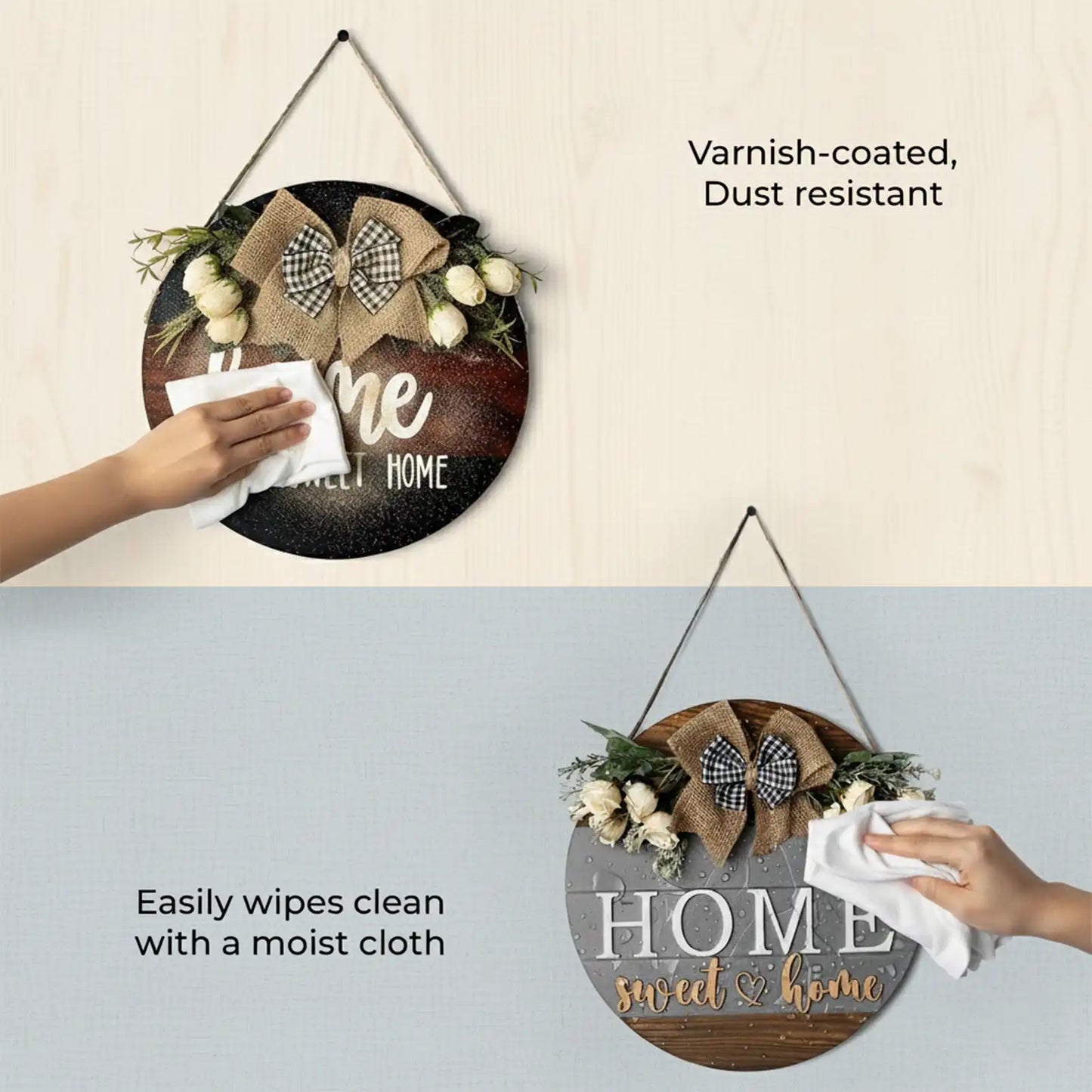 Personlised Hand-Painted Wooden Door Hanger - Black & Wooden Finish