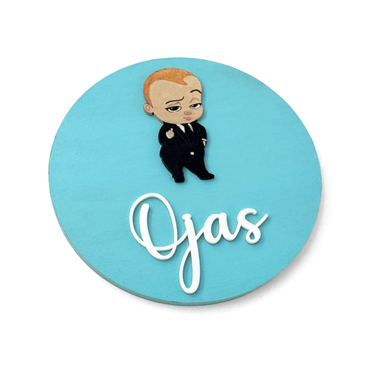 The Boss Baby Themed Hand-Painted Wooden Name Plate For Kids