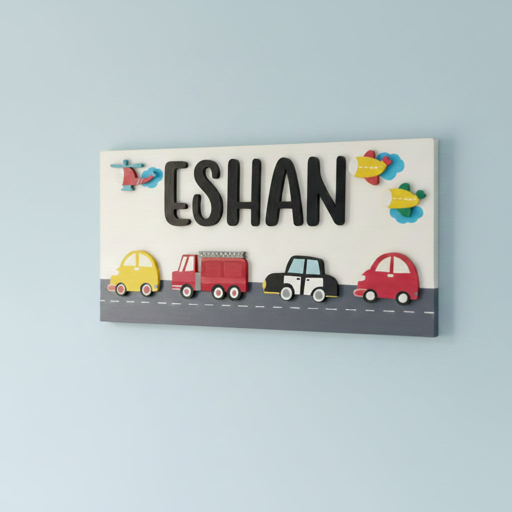 Vehicles Kids Name Plates