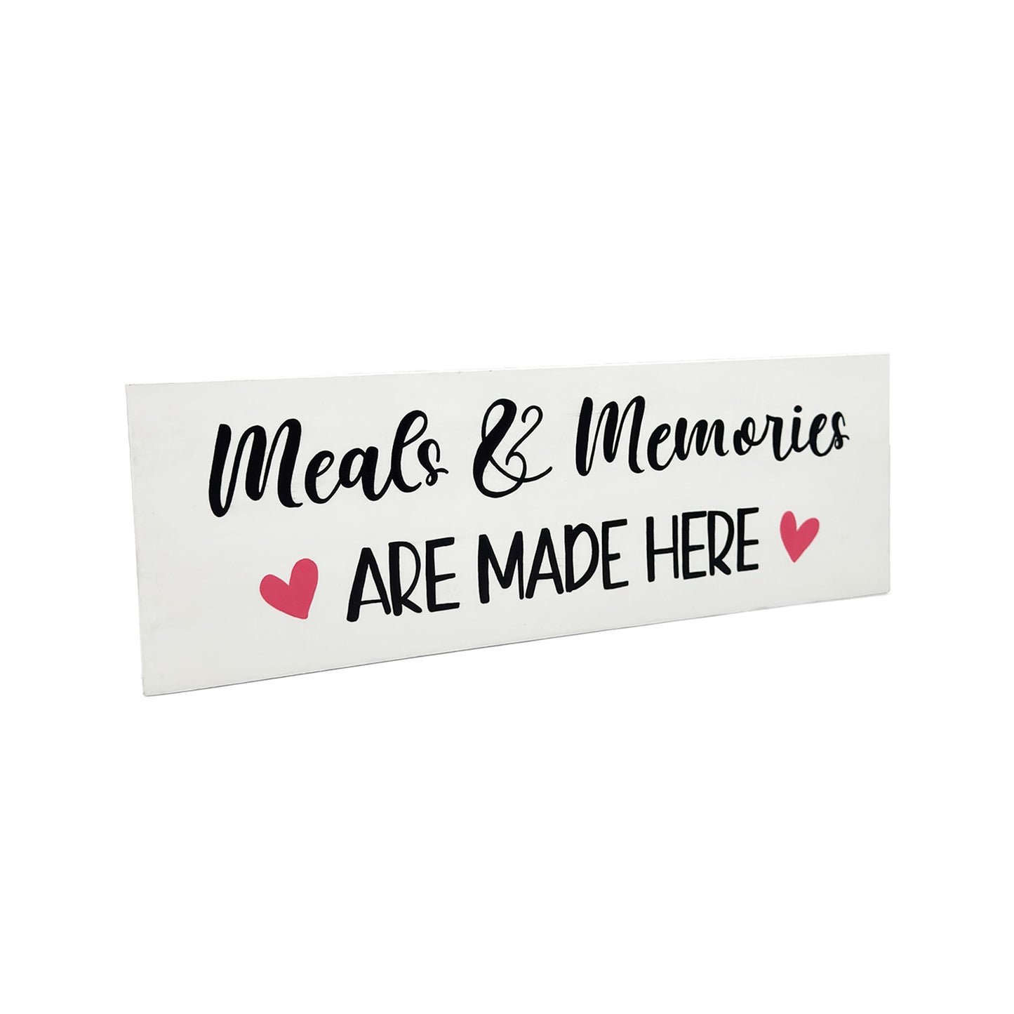 Meals & Memories Are Made Here Hand-Painted Wooden Kitchen Wall Hanging - White