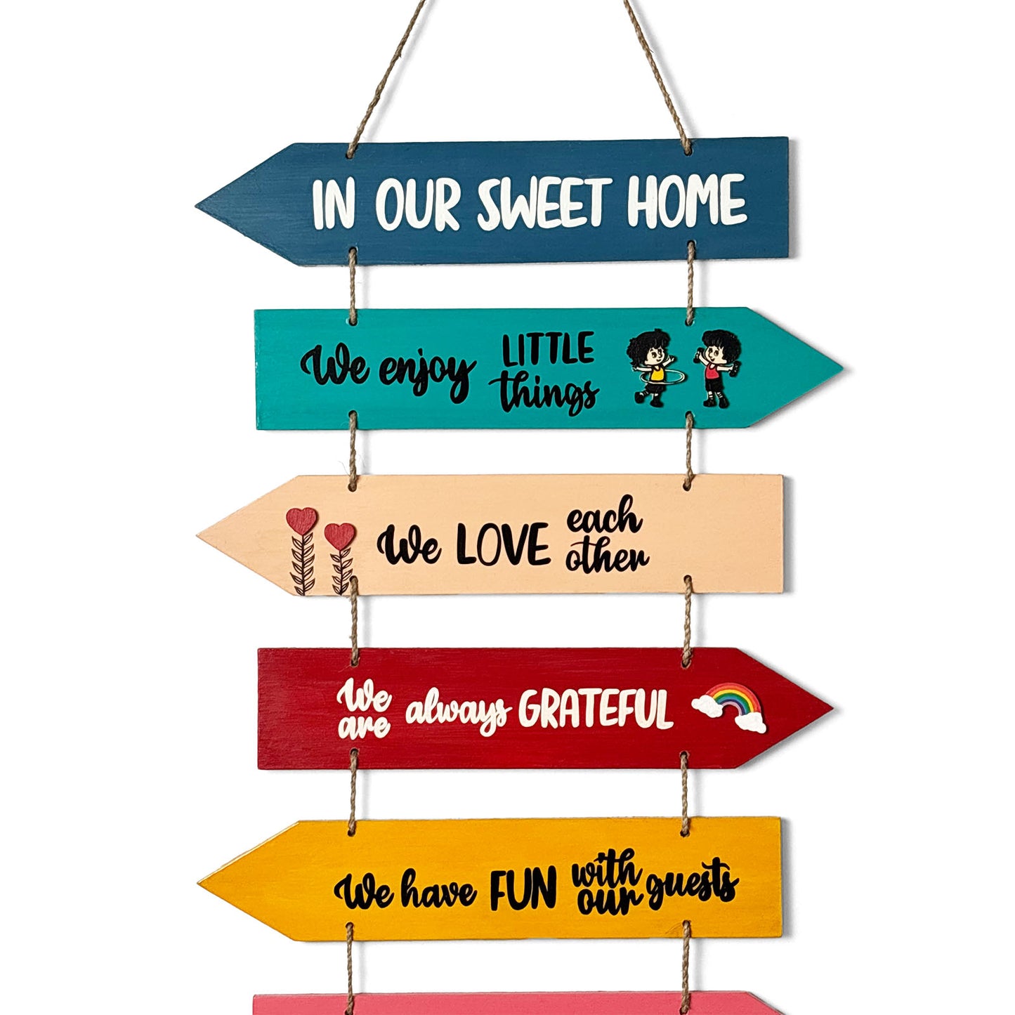 In Our Sweet Home Hand-Painted Wooden Arrow Plank Wall Hanging