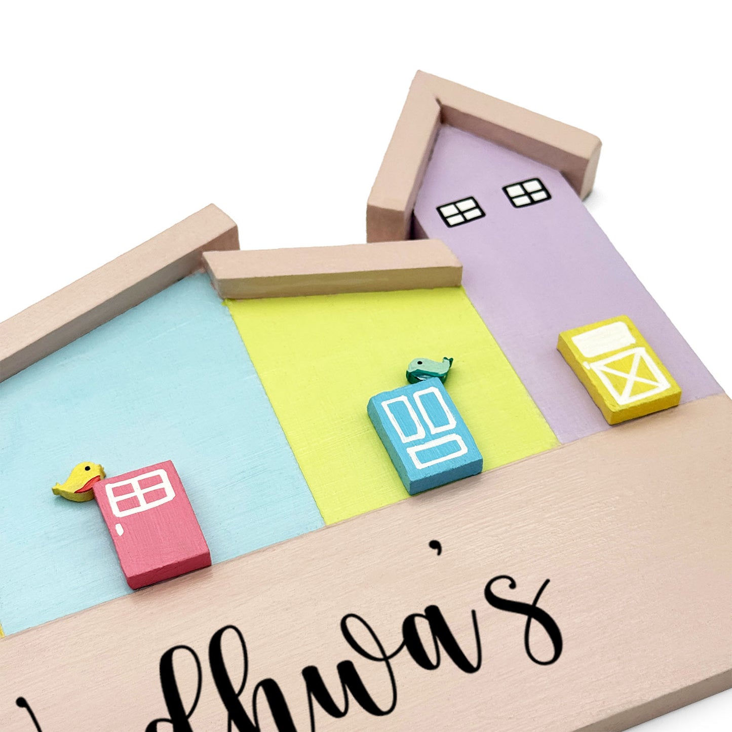 Hut-Shaped Hand-Painted Wooden Name Plate For Home - Hut Board Design 2