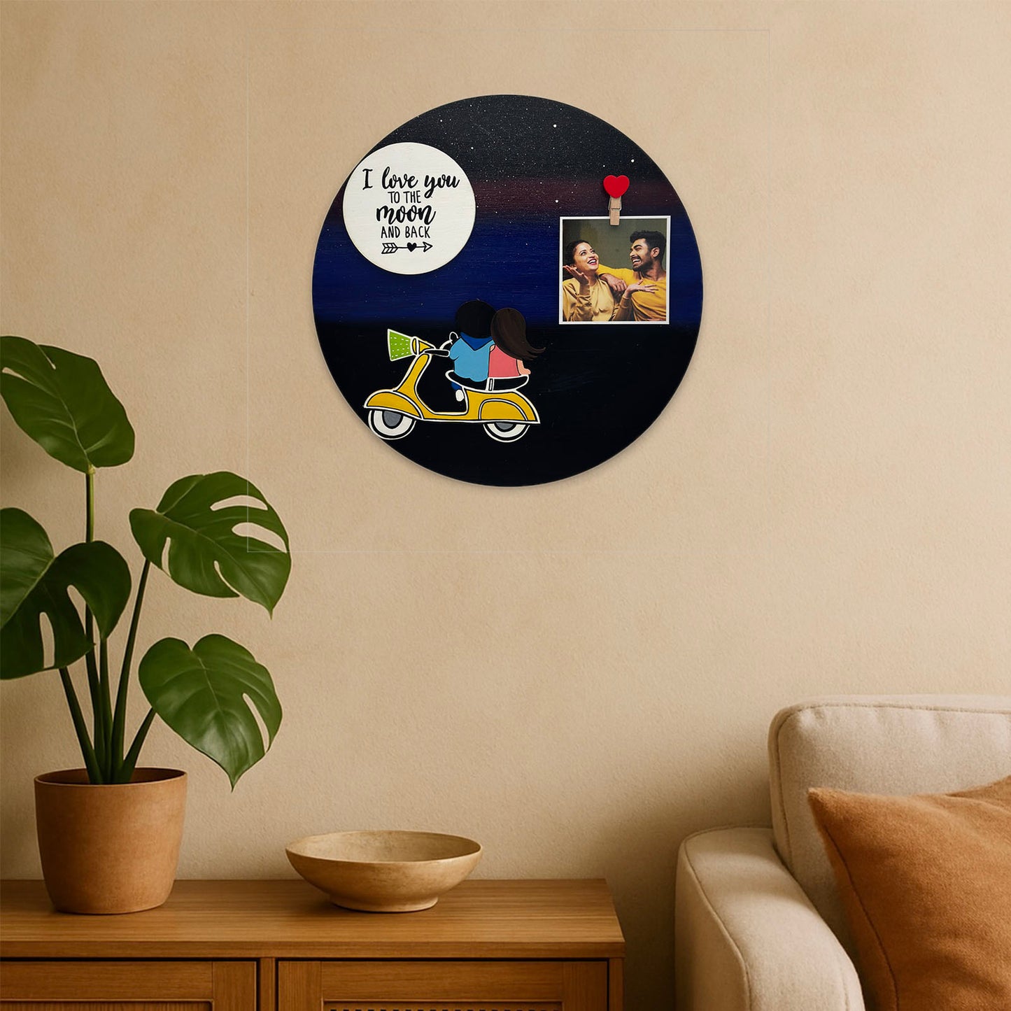 I Love You To The Moon And Back Hand-Painted Wooden Photo Holder