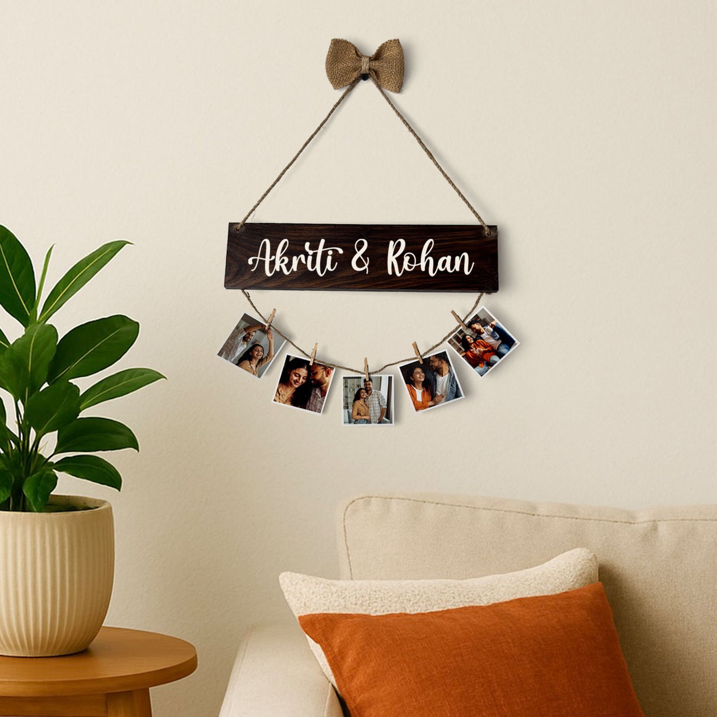 Personalised Hand-Painted Wooden Single Plank Photo Holder