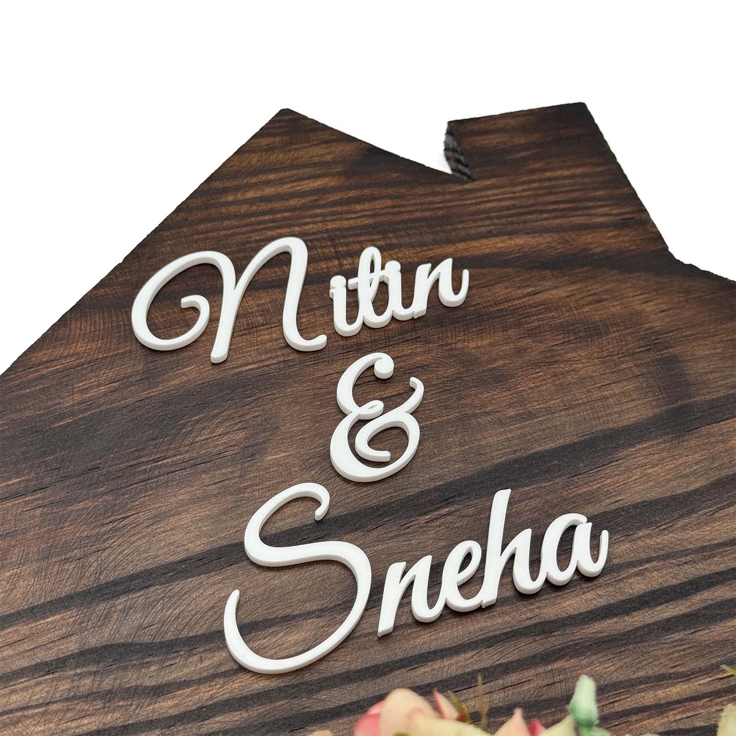 Hut-Shaped Hand-Painted Wooden Planter Name Plate For Home - Wooden Finish