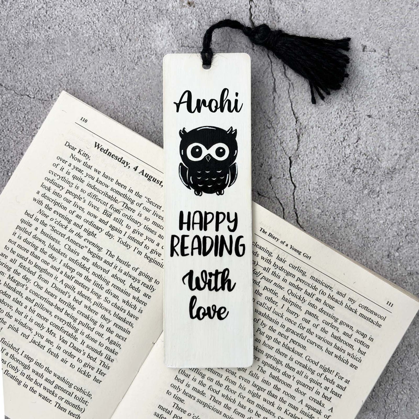 Personalised Hand-Painted Wooden Bookmark With Owl