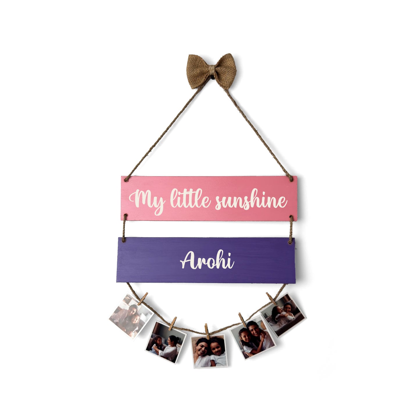 Personalised Hand-Painted Wooden Double Plank Photo Holder