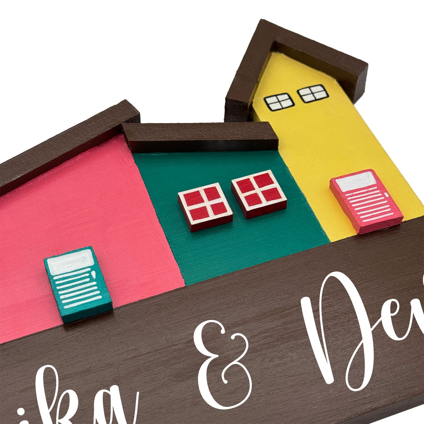 Hut-Shaped Hand-Painted Wooden Name Plate For Home - Hut Board Design 4