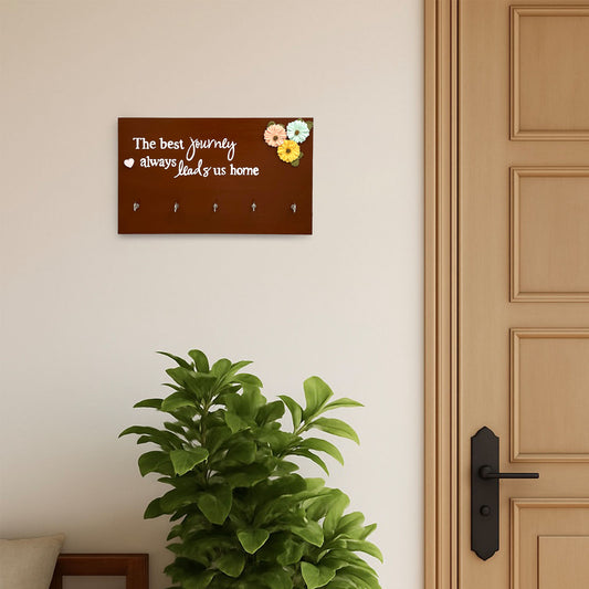 Hand-Painted Wooden Key Holder - The Best Journey Always Leads Us Home