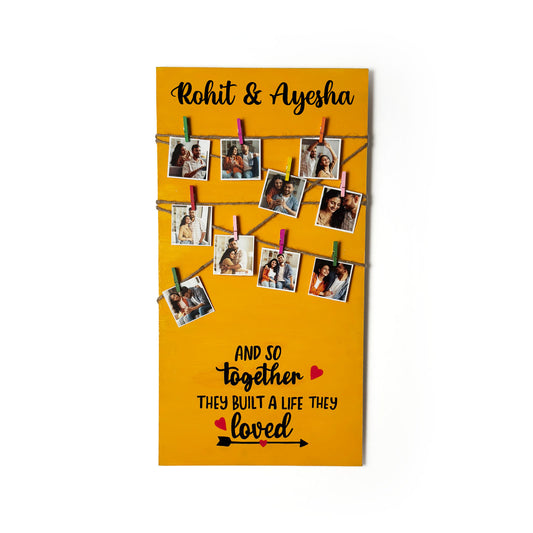 And So Together They Built A Life They Loved Hand-Painted Wooden Photo Holder - Yellow