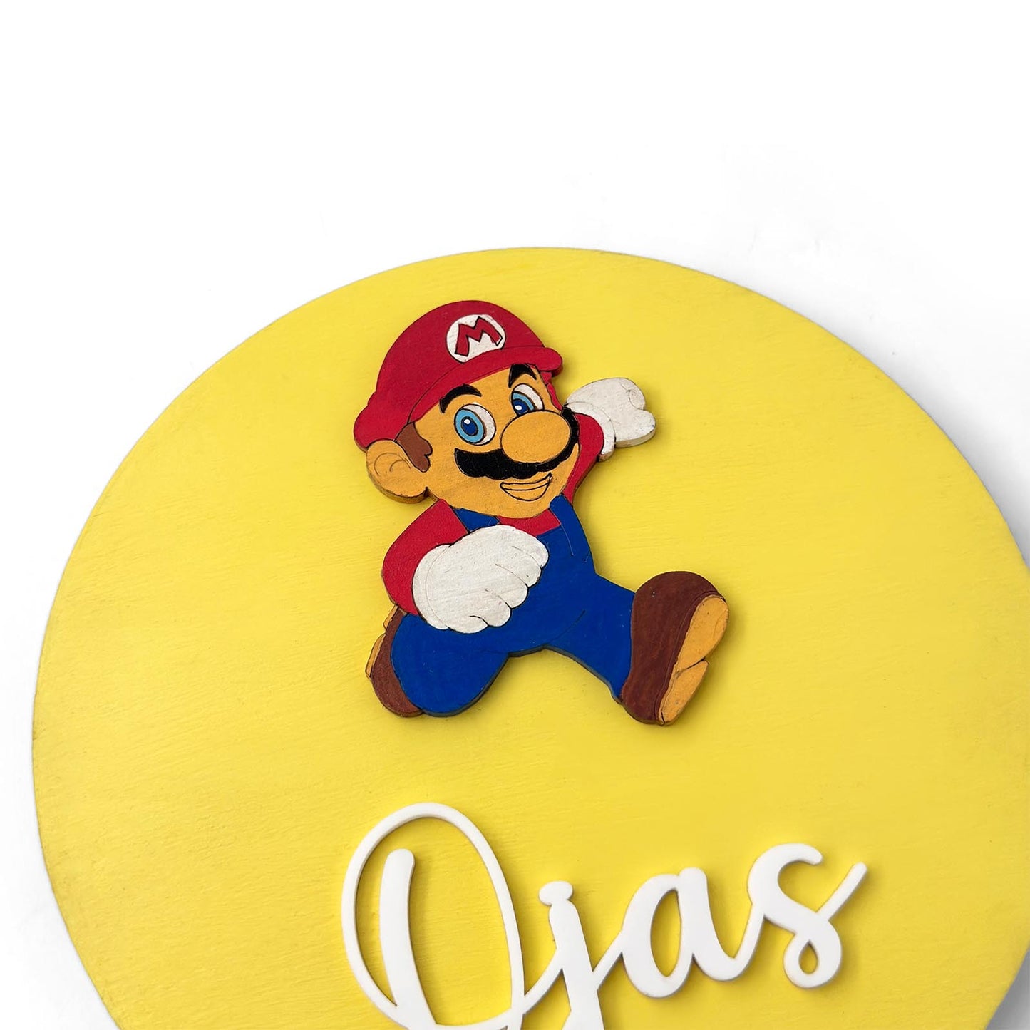 Super Mario Themed Hand-Painted Wooden Name Plate For Kids