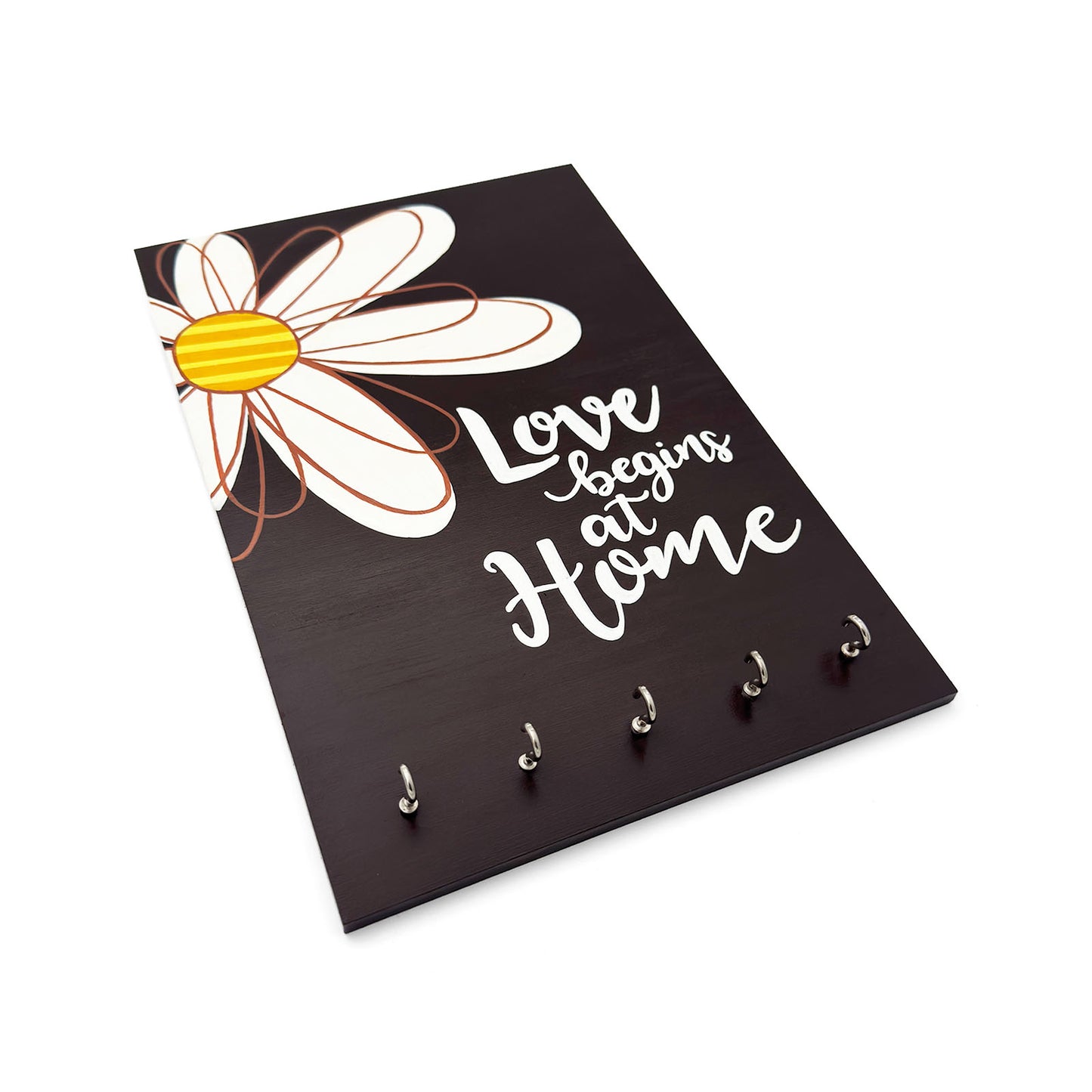Hand-Painted Wooden Key Holder - Love Begins At Home